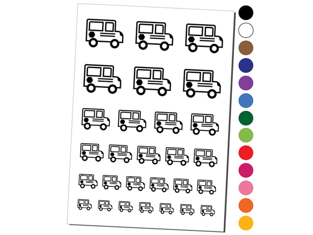 School Bus Icon Temporary Tattoo Water Resistant Fake Body Art Set Collection